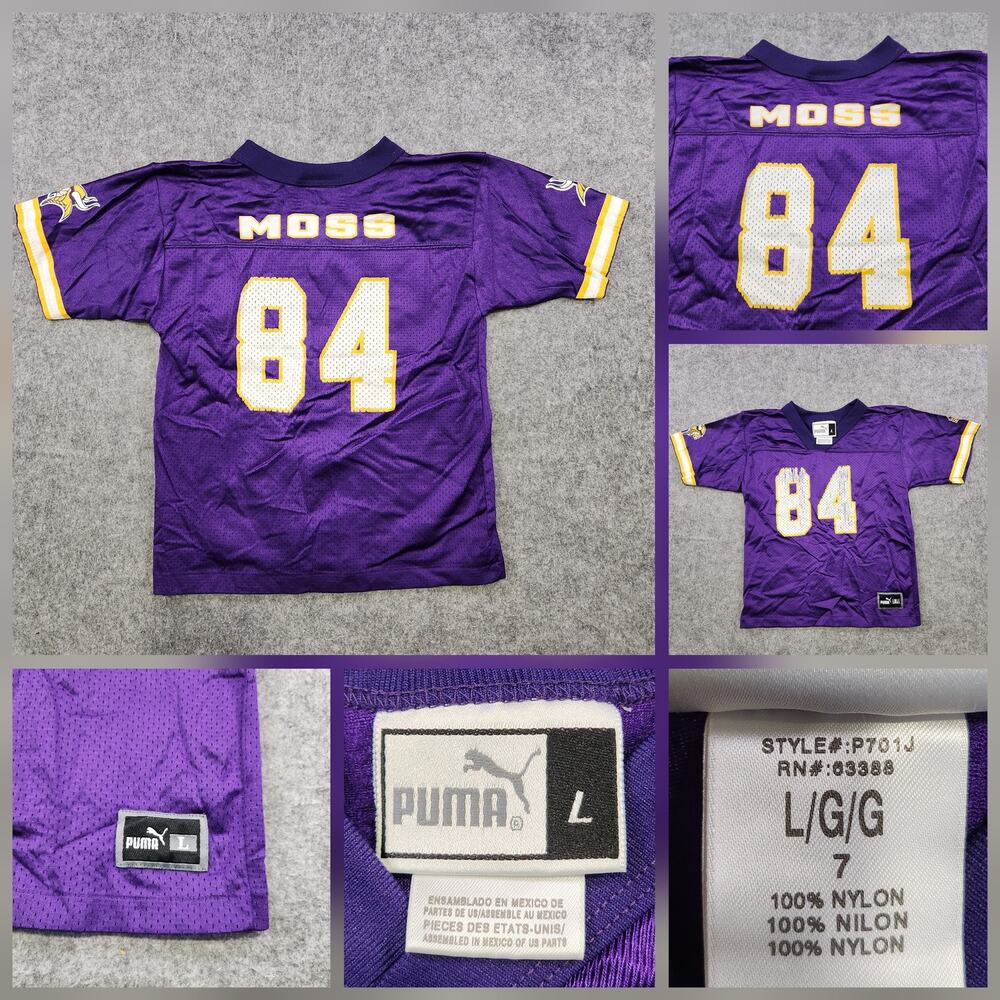 VTG Minnesota Vikings Football Jersey Youth Boys 7 NFL Football Randy‎ Moss 84